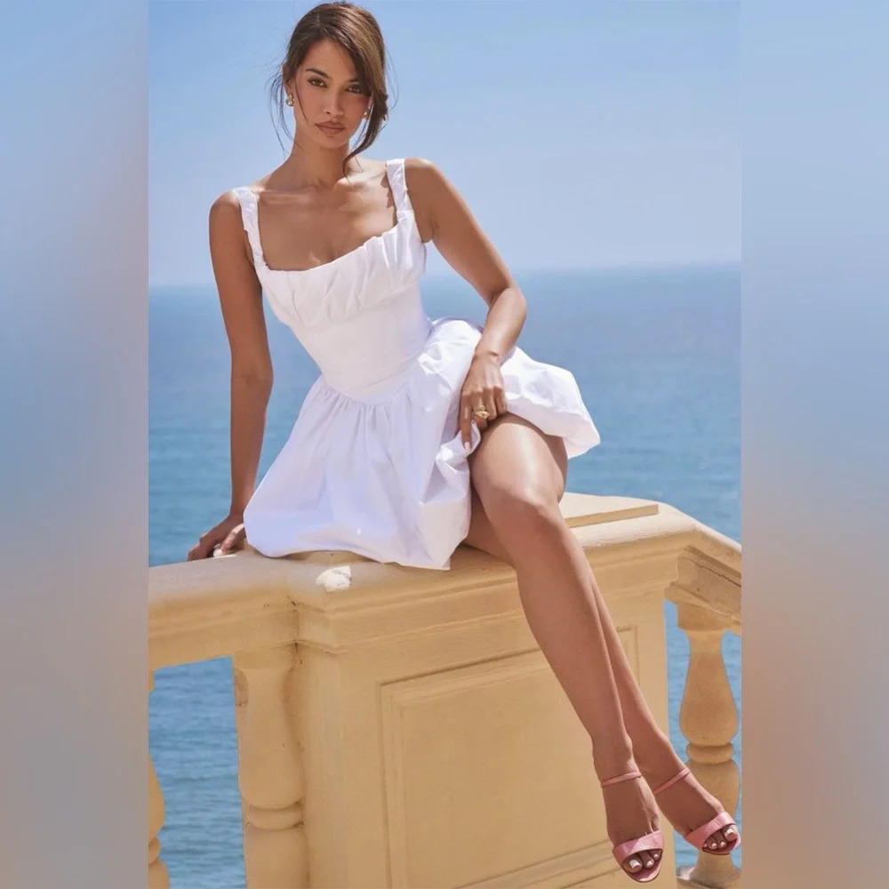 House of CB Le Puff White Cotton Tulle Mini Dress Small Tall